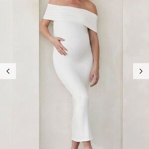 Bumpsuit The Bianca Maternity Dress (Off The Shoulder) in Ivory